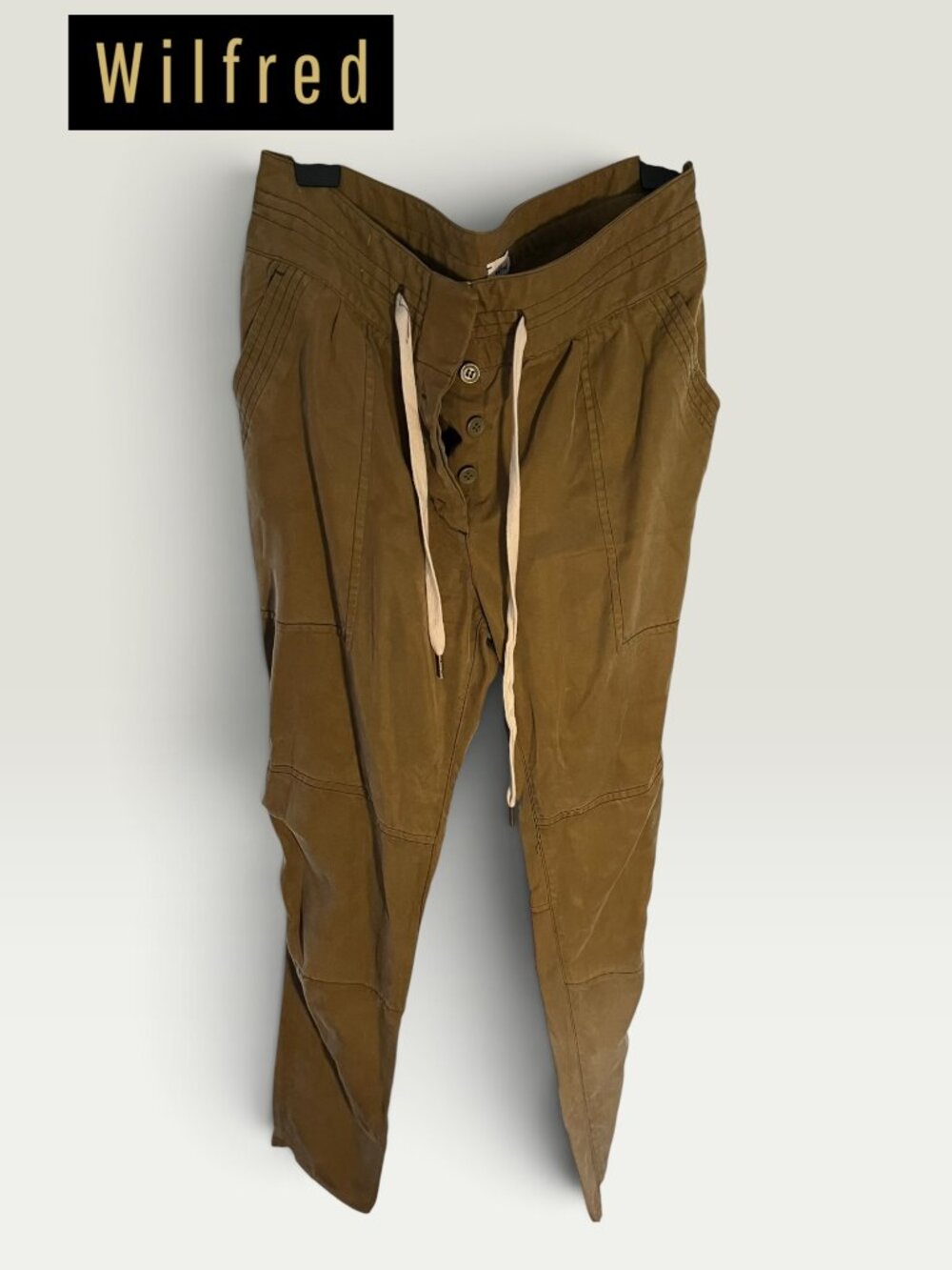 Aritzia Wilfred Zero Olive Lyocell Utility Drawstring Pants
